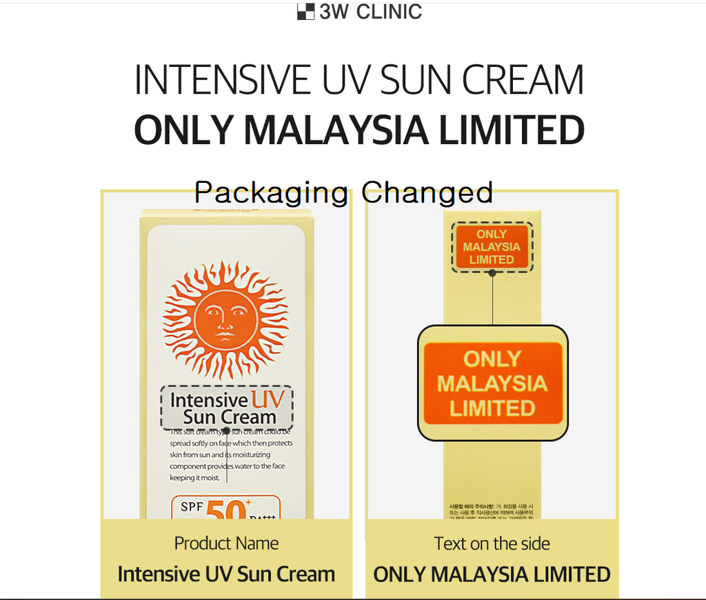 3W Clinic Intensive UV Sun Cream SPF 50 PA++++ 70ml